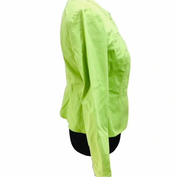 Talbots Button Down Jacket Lime Green Size 2 - Picture 3 of 7